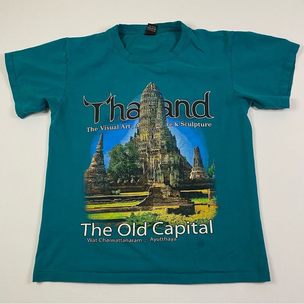 Thailand T-Shirt Boy’s Large Men’s Small Teal Old‎ Capitol Asia Tourist Souvenir